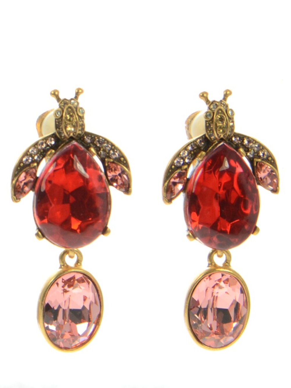Oscar de la Renta Glass Crystal Bee Drop Earrings